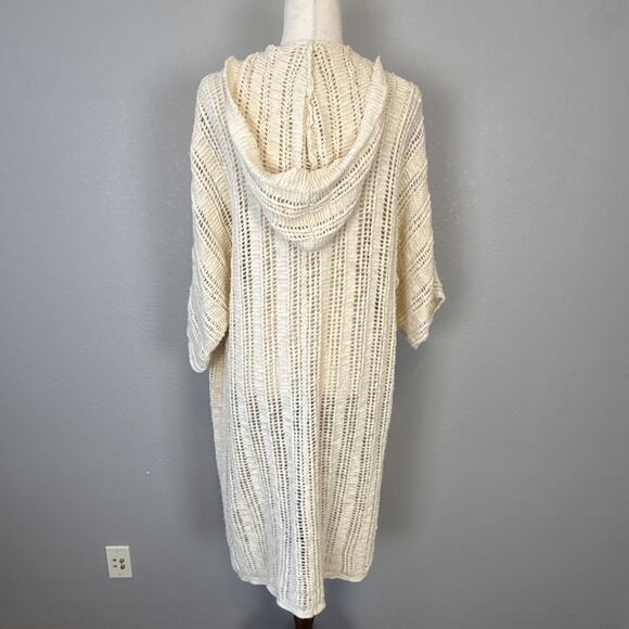 American Eagle Womens Crochet Duster Cardigan Sweater Jacket Size M Ivory Cotton - Picture 5 of 8